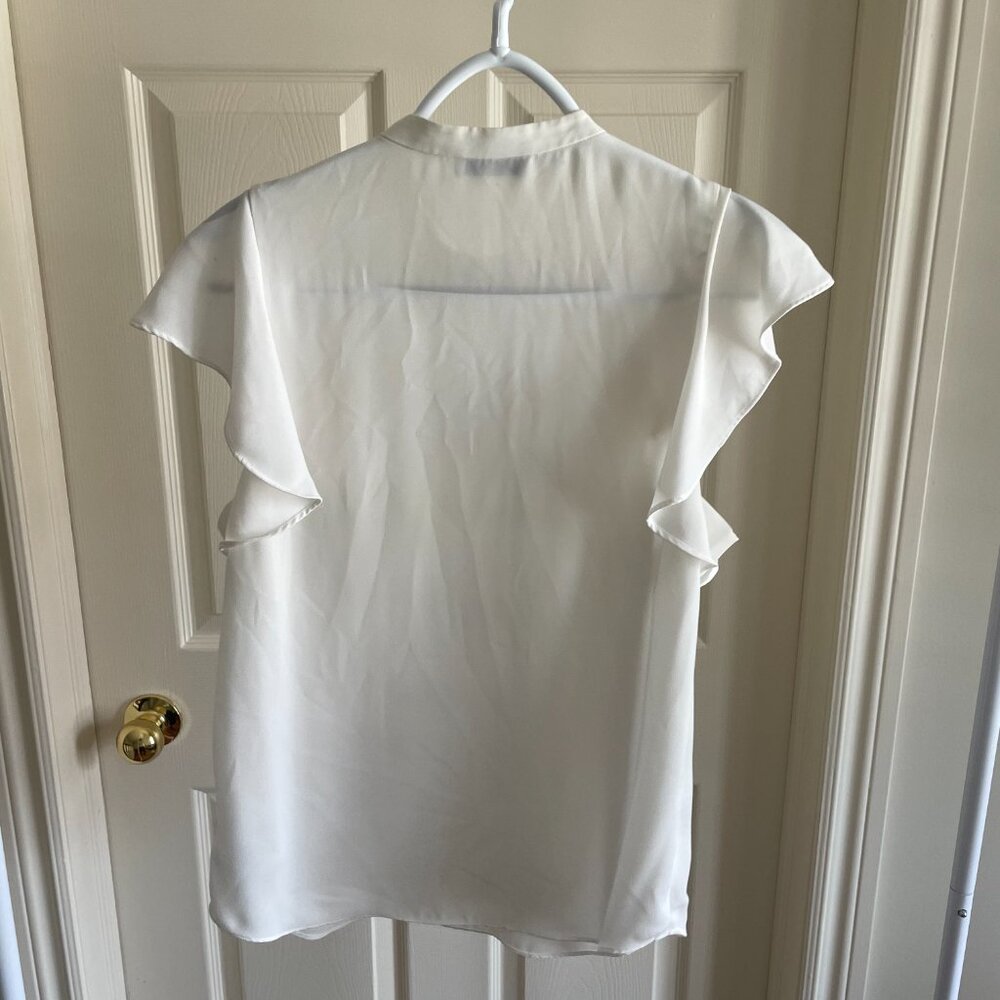 Babaton Blouse Top Size S White Button Up High Neck - Picture 4 of 4
